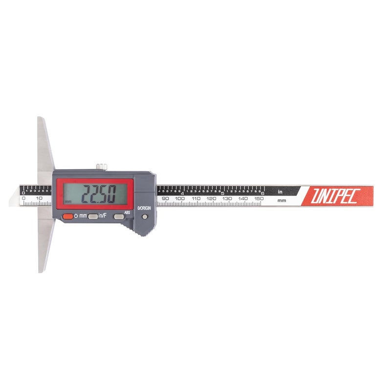 UNIPEC Absolute Digital Depth Caliper 0-150mm / 0-6", ±0.02mm Accuracy, 0.01mm/0.0005" Resolution, Electronic Depth Gauge with Locking Dial, Precision Measuring Tool for Machining & Inspection - Image 1